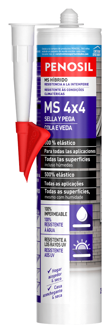 PENOSIL MS 4X4 Cristal Sella y Pega Cristal Polímero híbrido transparente para reparaciones exteriores y renovaciones