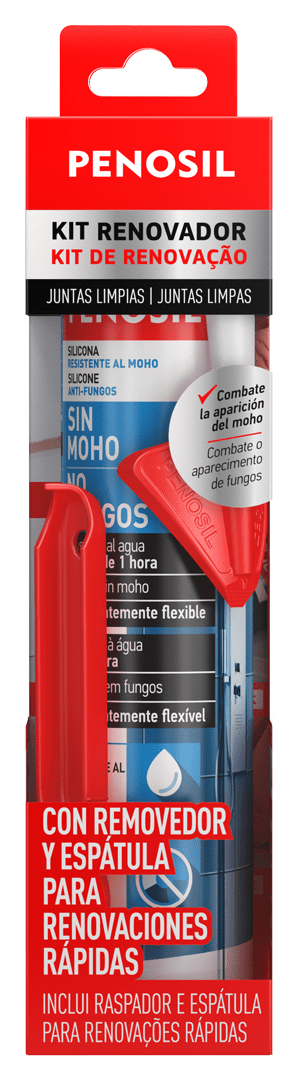 PENOSIL Kit Renovador Sin Moho silicona con removedor y espátula para renovaciones rápidas de baños