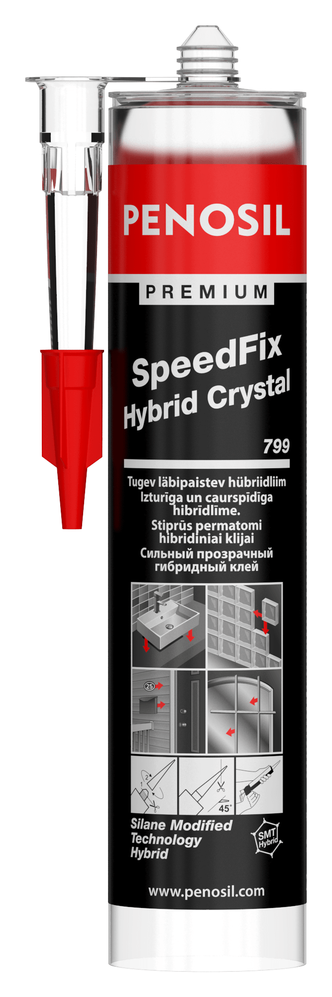 Многофункциональный экологичный клей PENOSIL Premium SpeedFix Hybrid Crystal 799