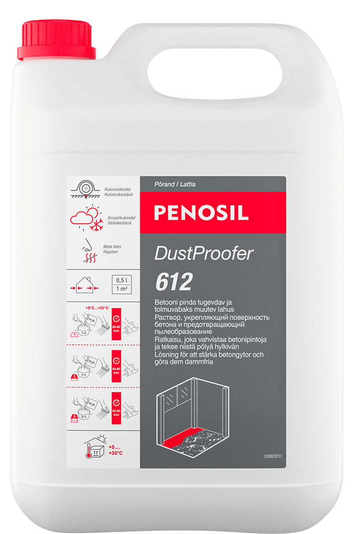 PENOSIL DustProofer 612 keemiliselt betooni pinda tugevdav ja tolmuvabaks muutev lahus